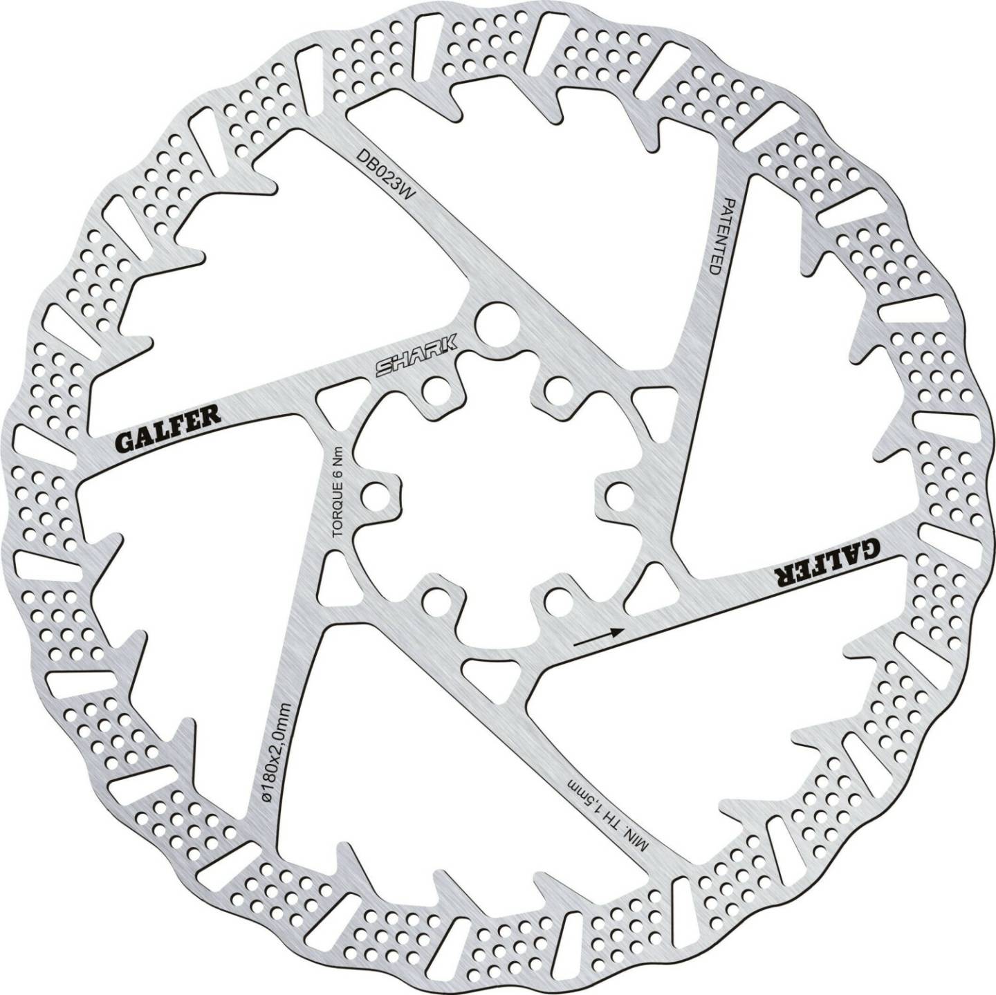 Intersport Galfer Shark 2 Mm Brake Disc silver 180 mm Accesorios para frenos de bicicleta