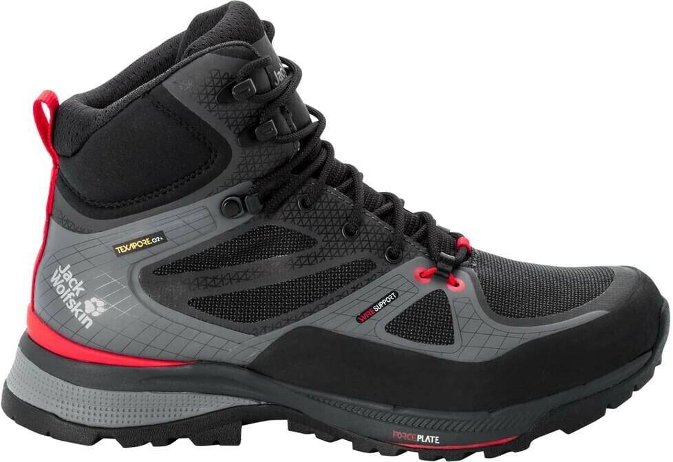 Intersport Jack Wolfskin Force Trekker Texapore Mid M (4048601)black/red Calzado de montaña