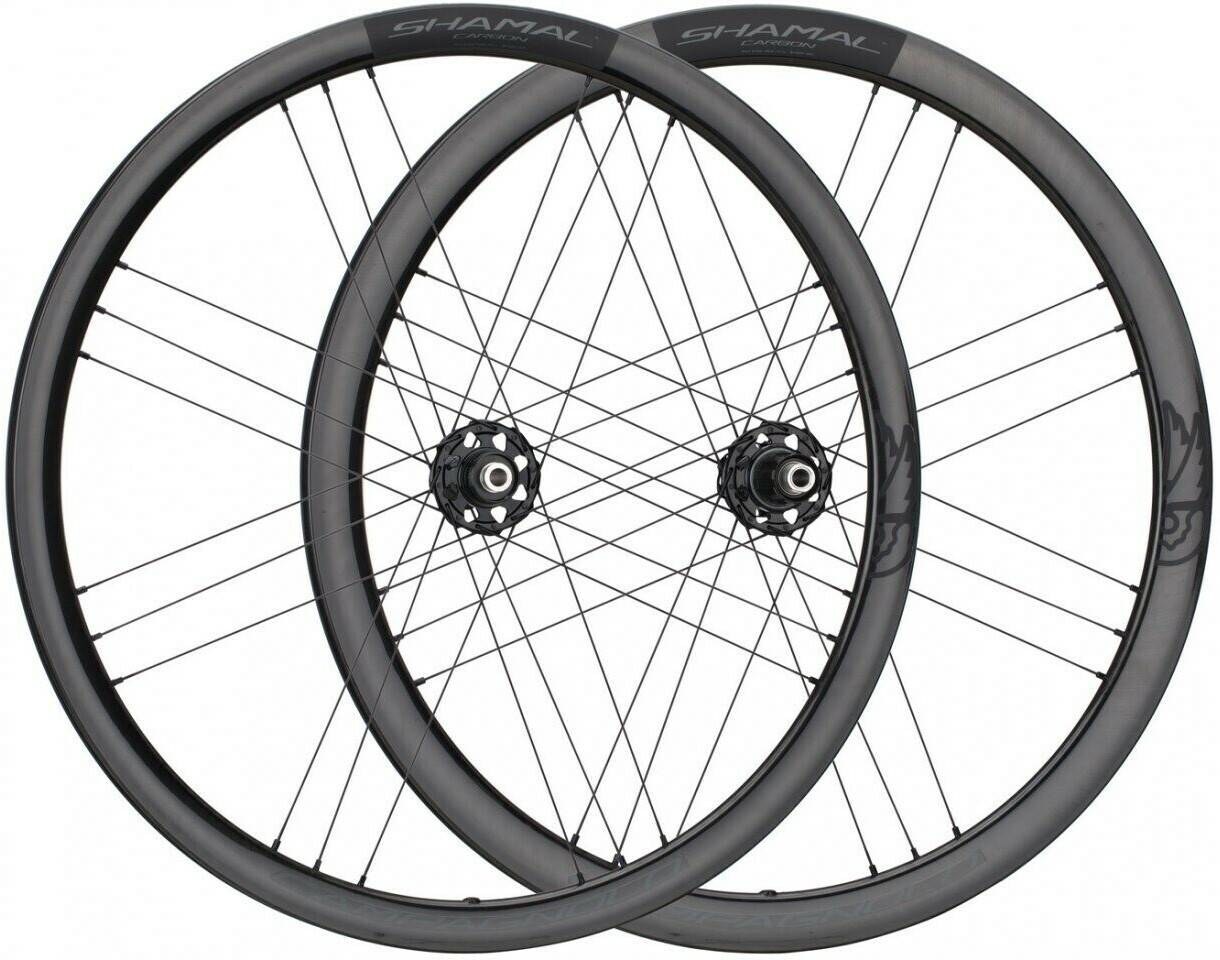 Intersport Campagnolo Shamal Carbon DiscCenter Lock 28" black 28" (VR 12x100 + HR 12x142) Campa N3W Ruedas de bicicleta